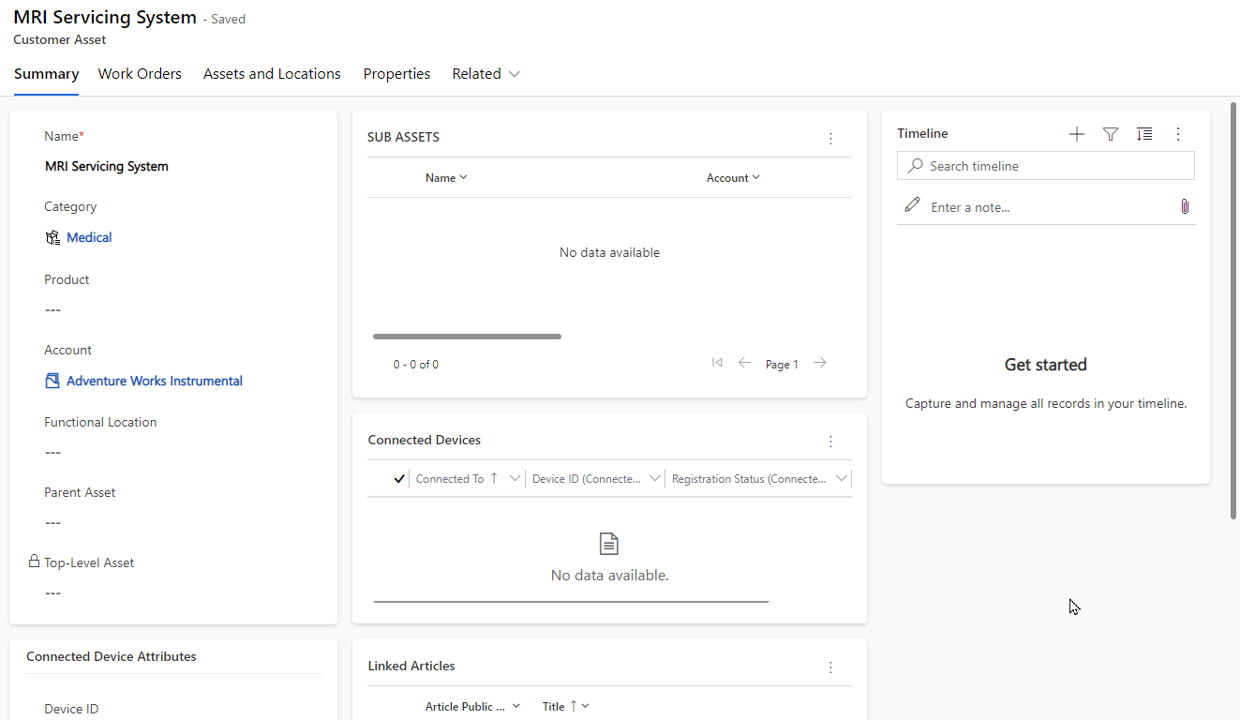 Screenshot of an existing customer asset.