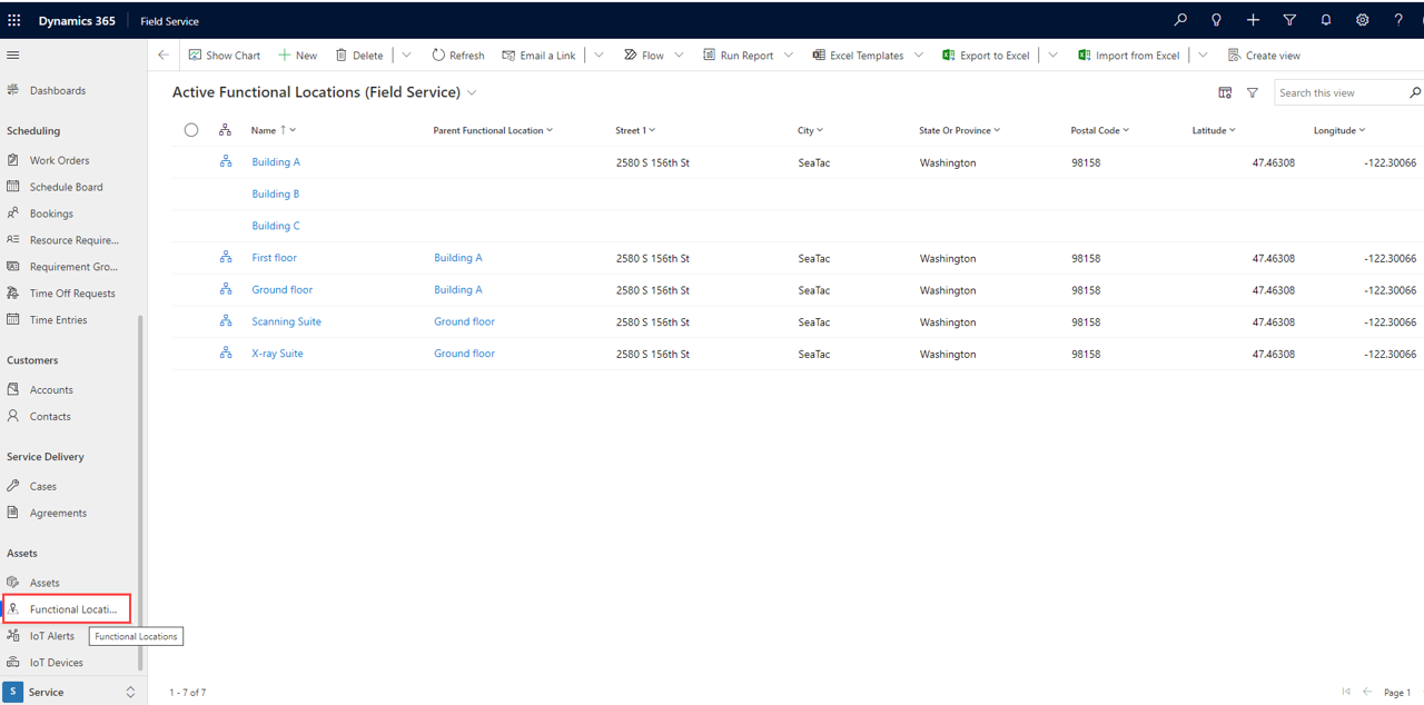 Screenshot showing all functional locations.