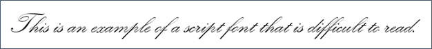 Screenshot of a script font that is difficult to read.