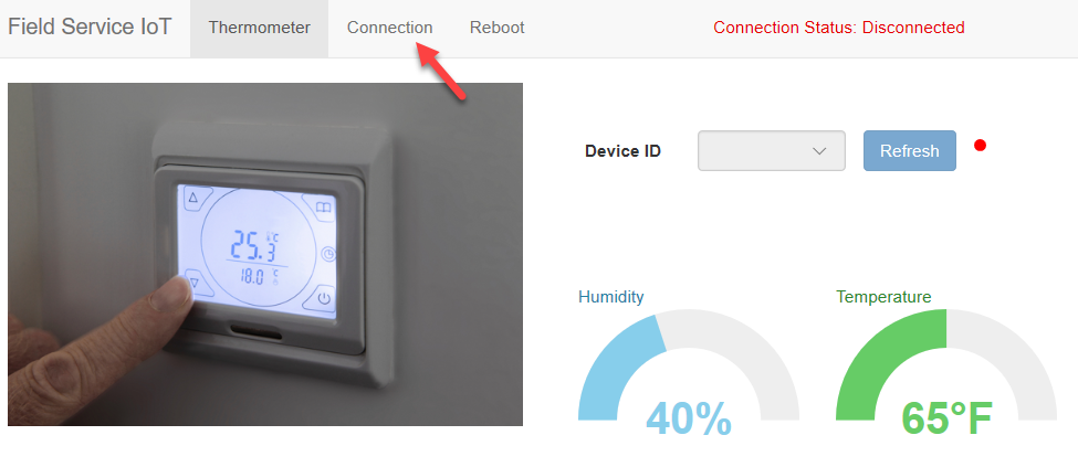 Screenshot of the Connection menu to select.