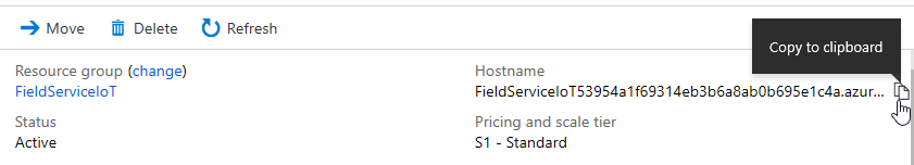 Screenshot of the Hostame to copy to clipboard.
