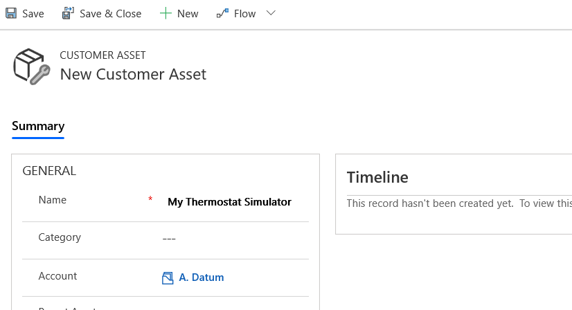Screenshot of My Thermostat Simulator for Name and A. Datum set for Account.