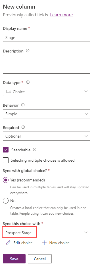Screenshot showing Prospect Stage selected in the sync dropdown.