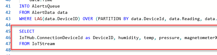 Screenshot of the snippet to add to the query.