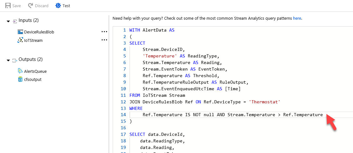 Screenshot of line 14 where you place your cursor and press Enter.