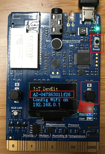 Image of service set identifier of the DevKit and the configuration portal ID address.