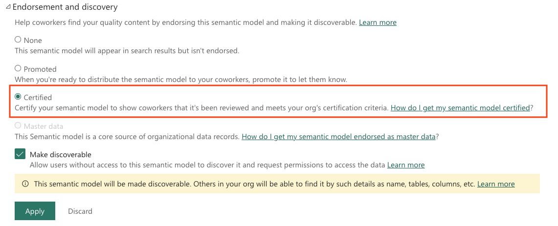 Select certified option