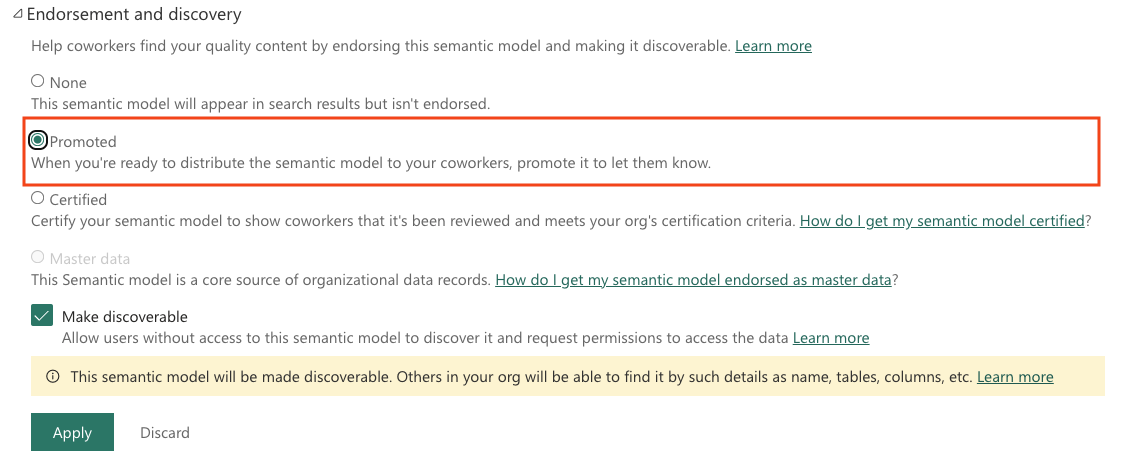 Select endorsement settings