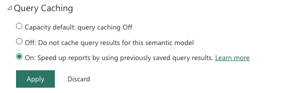 Query caching options