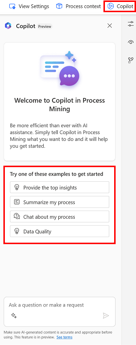 Screenshot of Copilot in Process Mining.