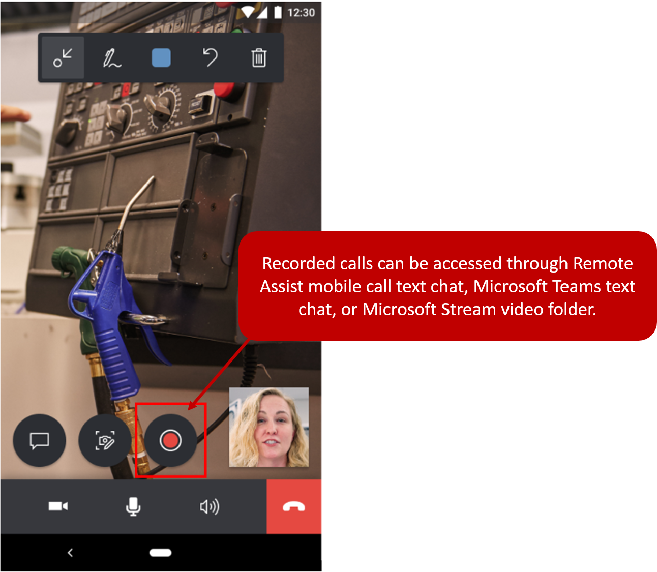 Image of Recording icon used in remote session.