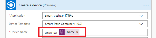 Screenshot of Create a device window with Device Name highlighted.