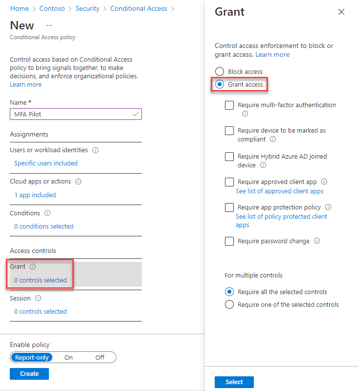 Screenshot showing an example of how to block or grant access.