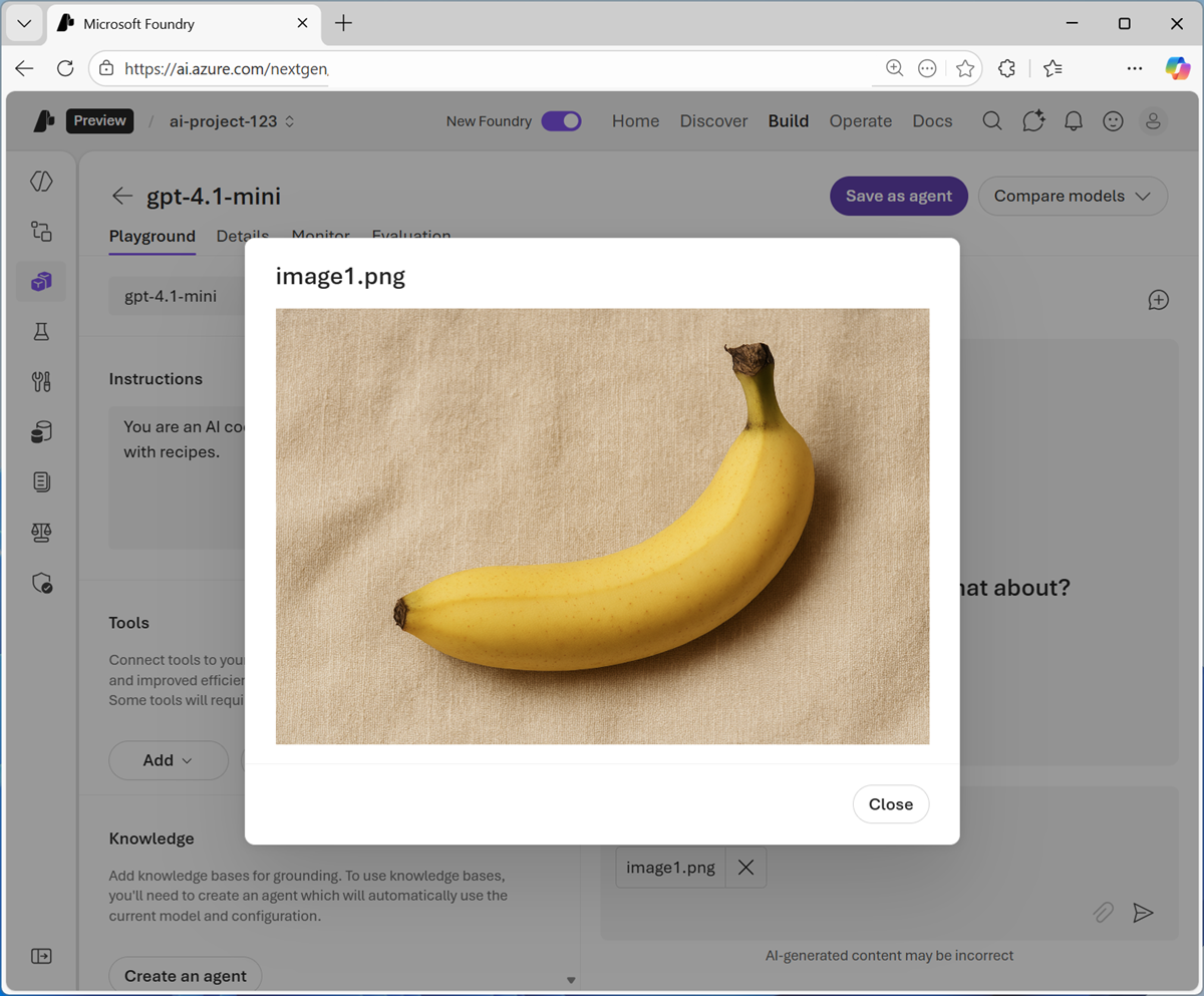 Screenshot of the chat playground app used in the lab.