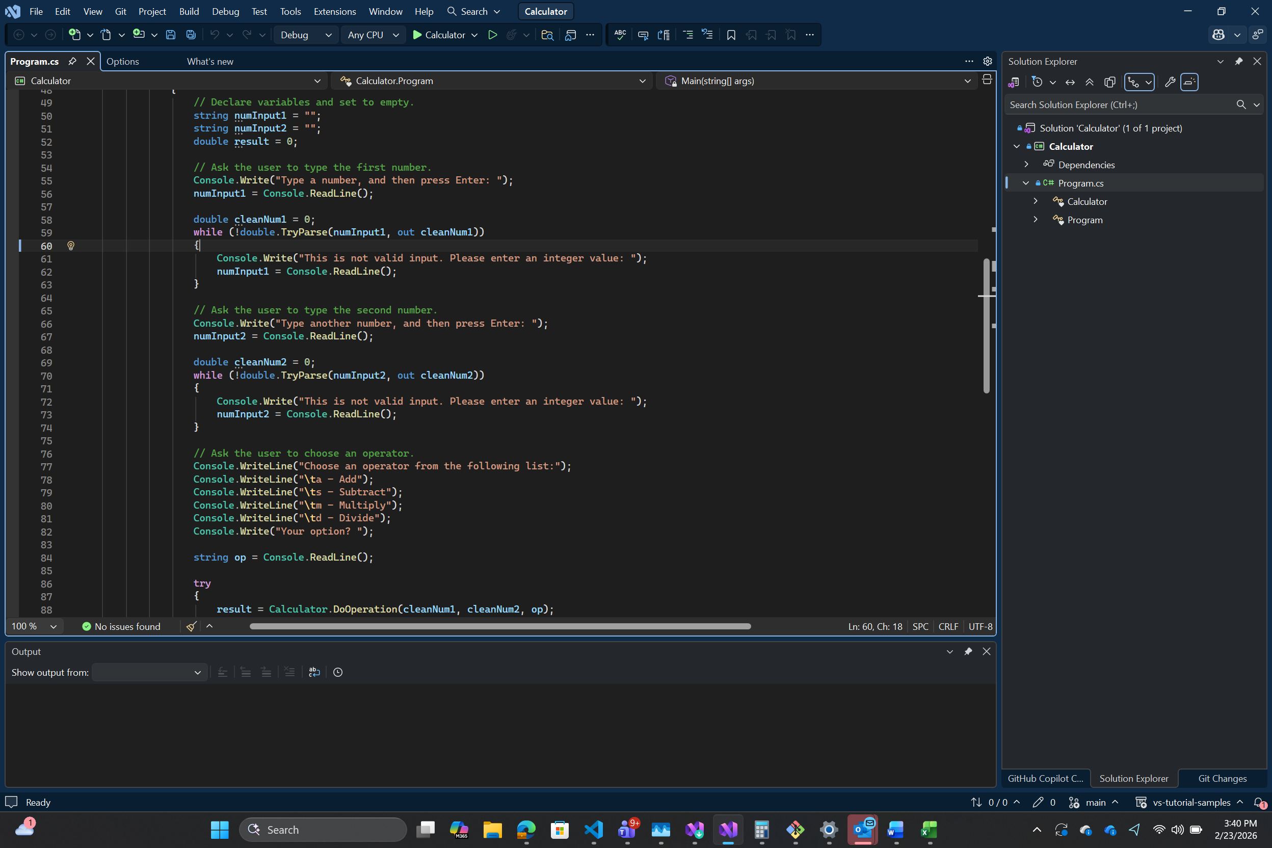 Screenshot of Visual Studio IDE using the Moonlight Glow theme.