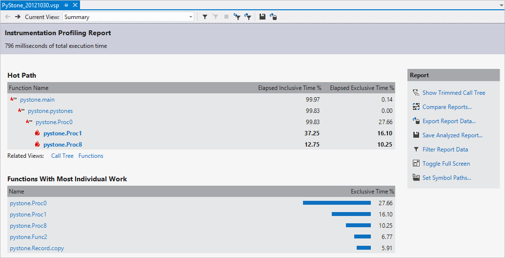 Profiler Python Results Python support in Visual Studio on Windows | Microsoft Learn