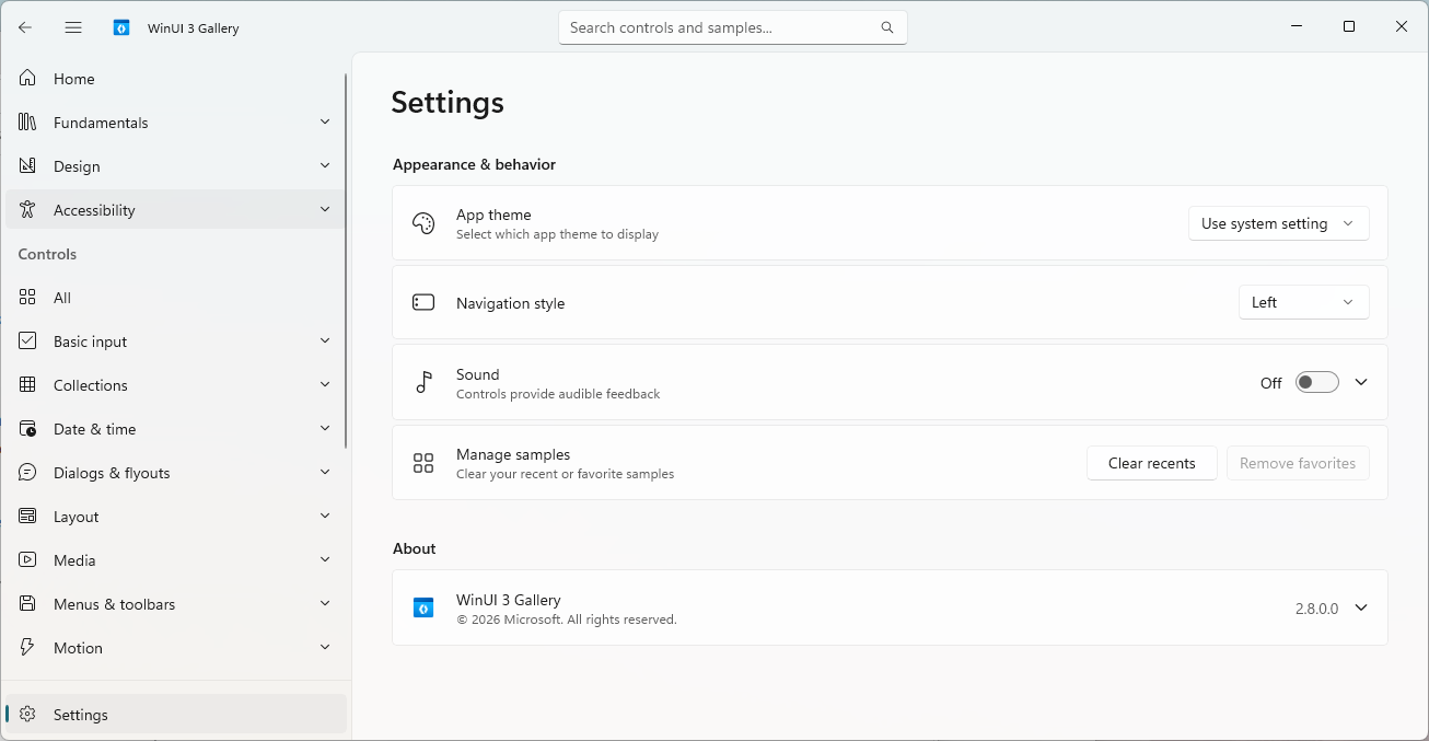 layout for app settings page on desktop