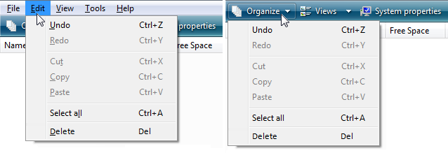 screen shot of same options for different commands