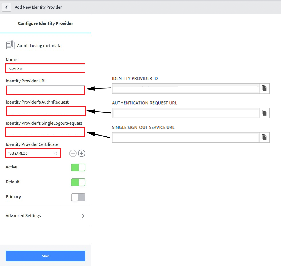 Configure single sign-on Screenshot of Add New Identity Provider dialog box