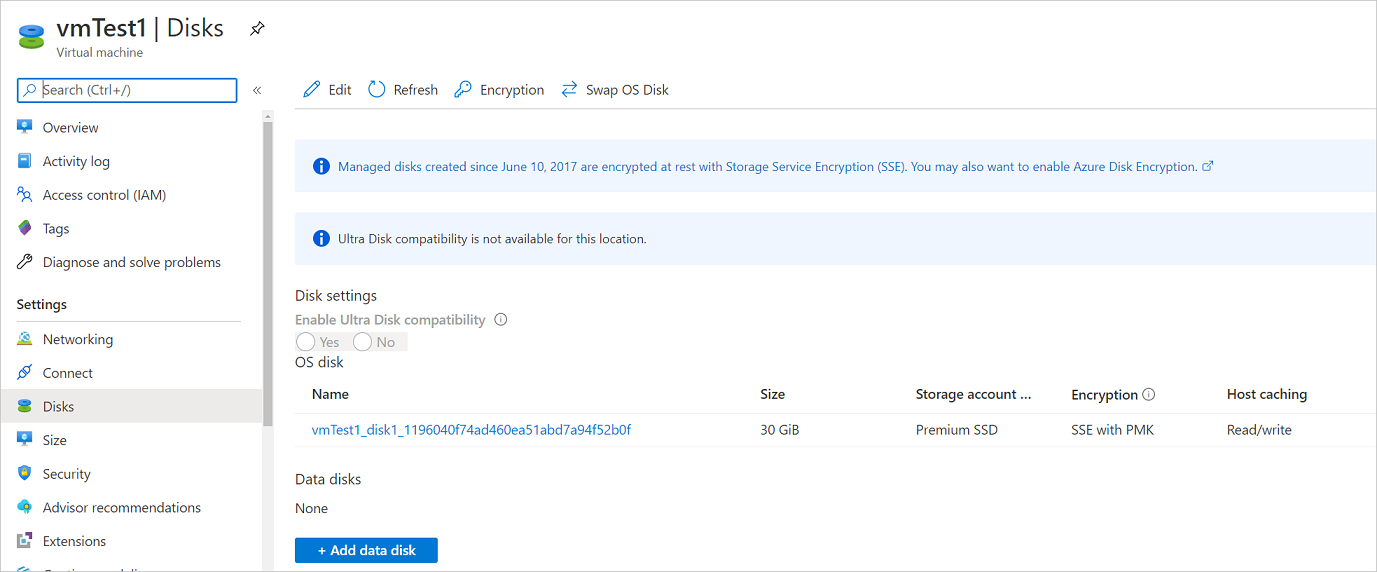 Screenshot that shows encrypted disks.