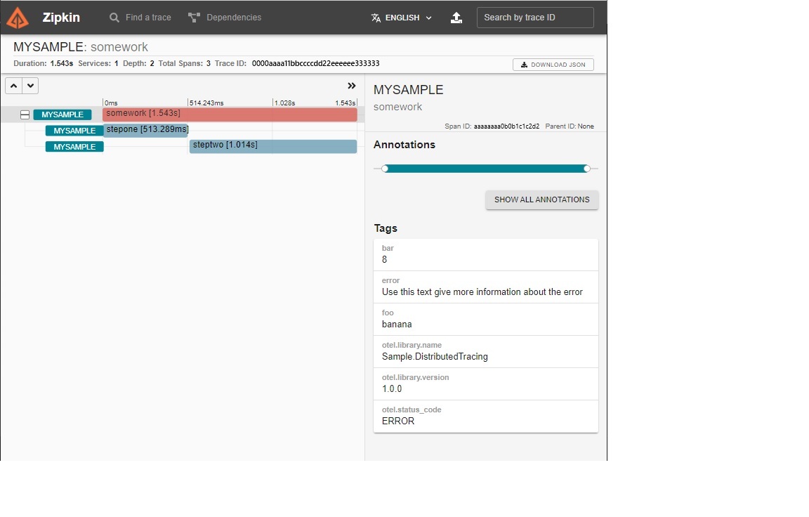 Zipkin Gantt chart