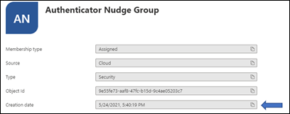 Screenshot of group properties page showing the Object ID field.