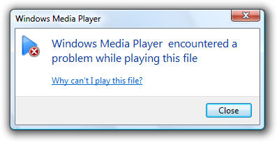 screen shot message media player can't play file