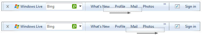 screen shot demonstrating toolbar animation