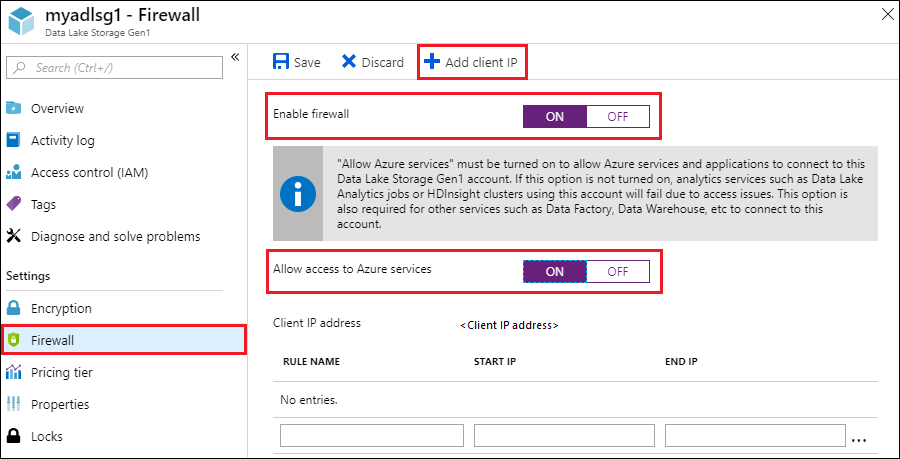 Firewall settings and IP address Firewall settings and IP access
