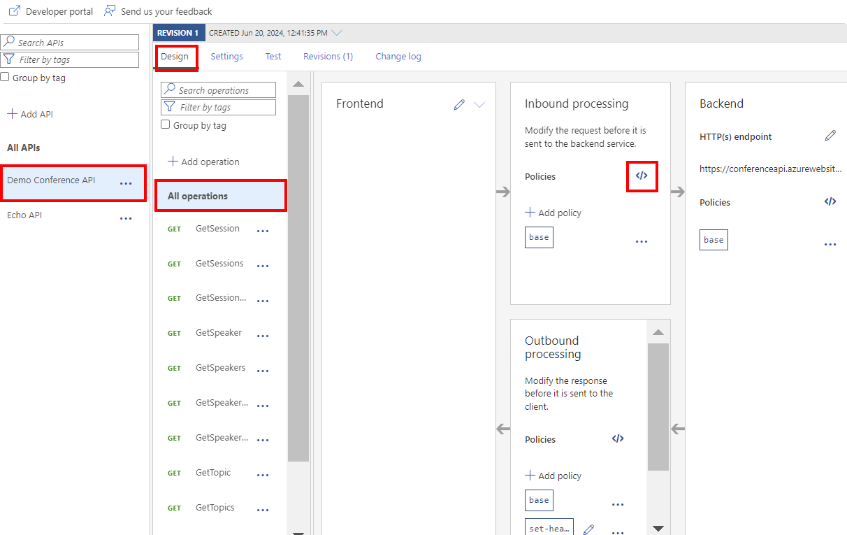 Navigate to inbound policy