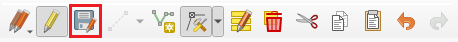 A screenshot showing the save changes button on the digitizing toolbar.