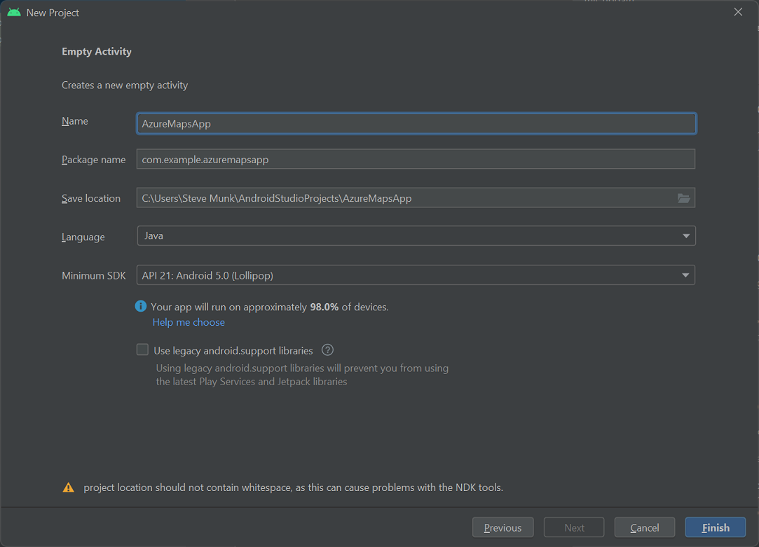 Öğretici: Yeni bir Android uygulaması oluşturma - Azure Spatial Anchors Microsof