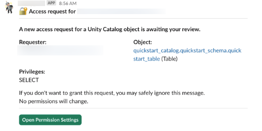 Request for access Slack destination.