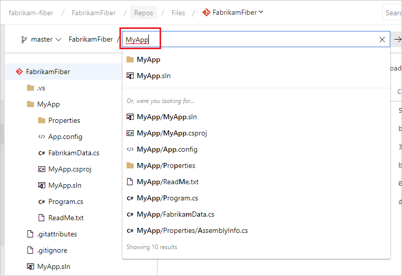 Screenshot that shows search results.
