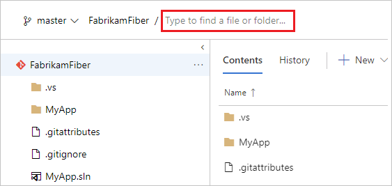 Screenshot that shows the path control on the Files page.