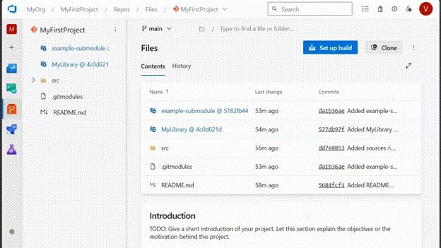 Gif to demo UI support of Git submodules