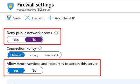 allow azure services access.