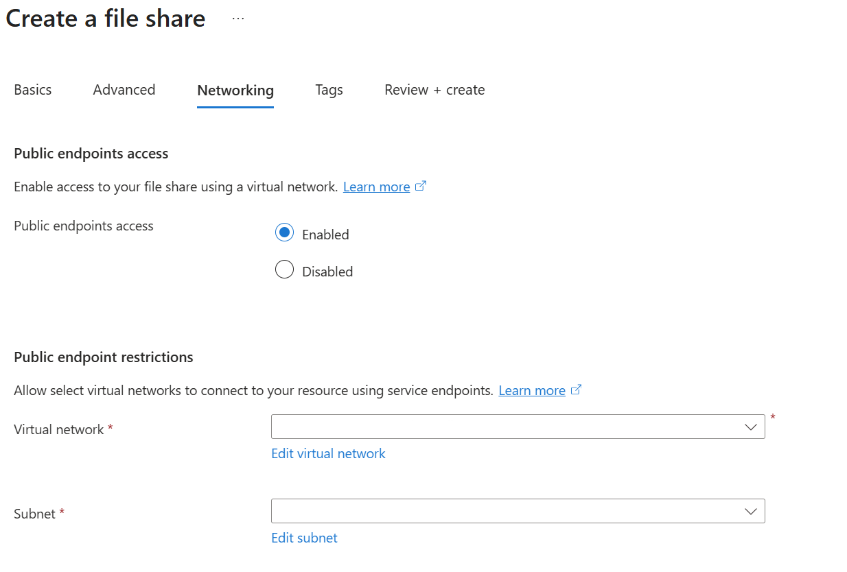 A screenshot of the of service endpoint tab.