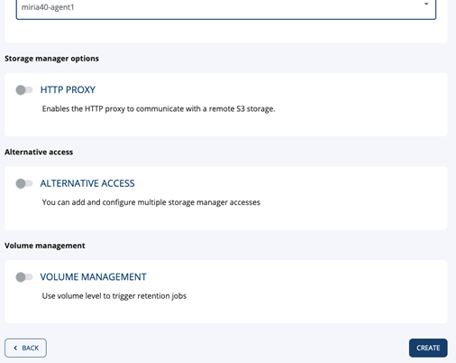 Screenshot of the Create button used to confirm the configuration.