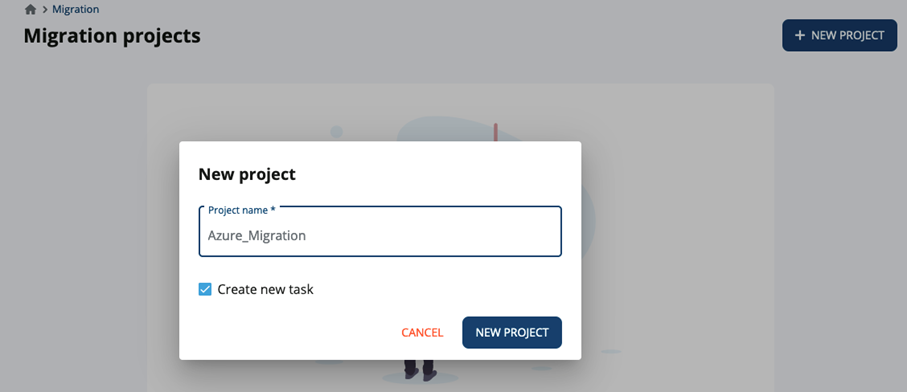 Screenshot of the New Project dialog box.