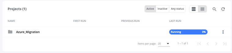 Screenshot of dialog box where the user can monitor the migration jobs progress.