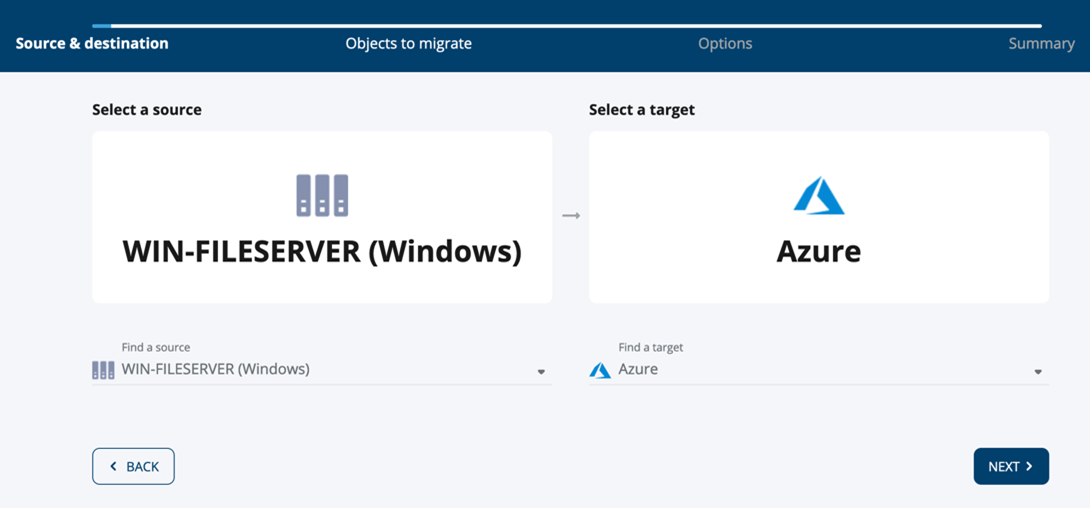 Screenshot of the Source and Destination configuration dialog box.
