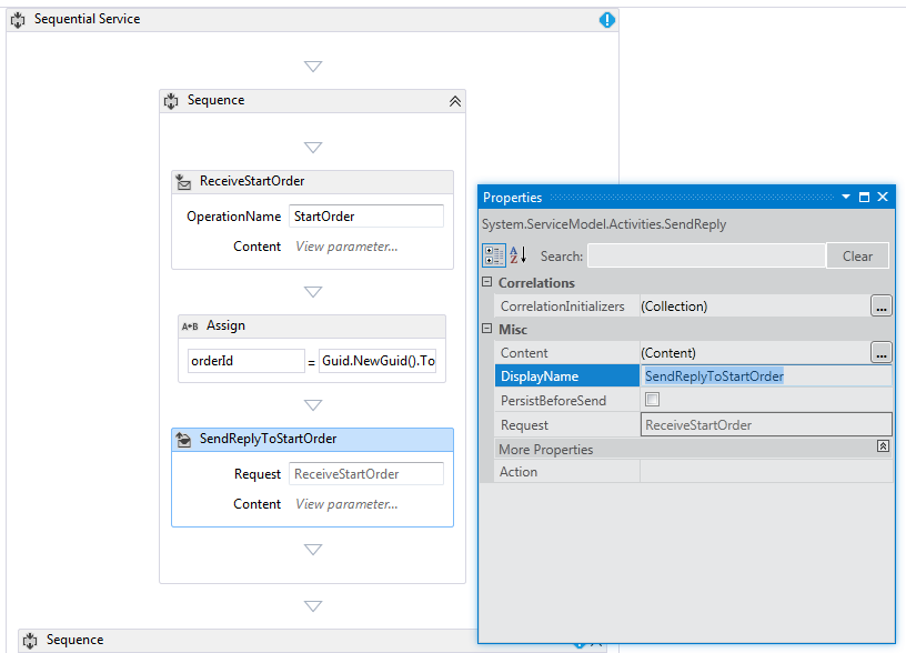 SetReplyProperties Setting the properties of the SendReply activity
