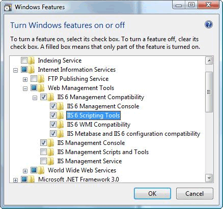 scfc_TurnFeaturesOnOrOff5s IIS 6.0 Management Compatibility Settings