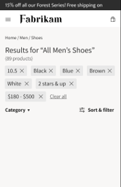 Screenshot of choice summary with faceted navigation.