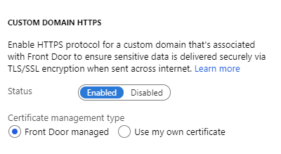 Screenshot of Custom Domain HTTPS dialog box.
