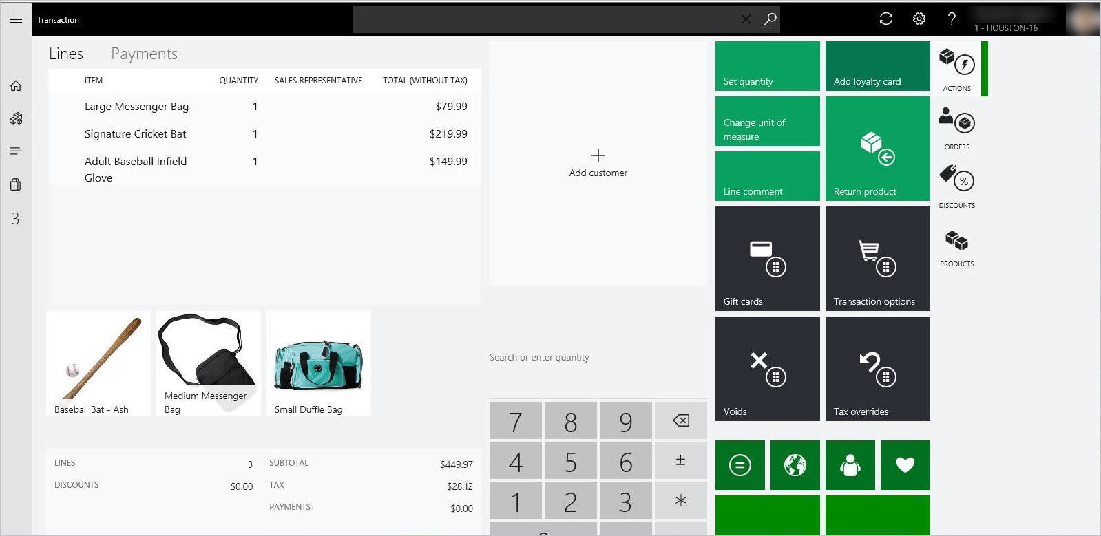 Screenshot of recommendations on the Transaction page.