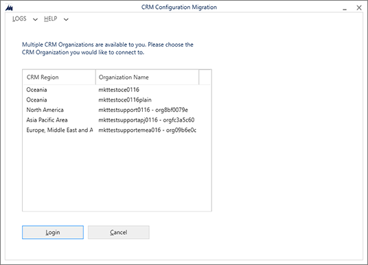 Choose your source environment and then Login Choose your source environment and then Login.