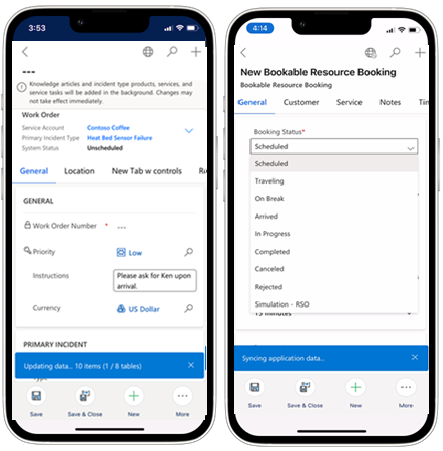 Renderings of two device screens, each with one of the two types of sync notifications highlighted.