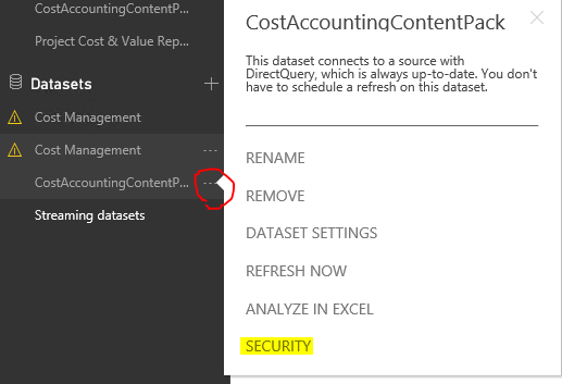 Screenshot of Opening the security page.